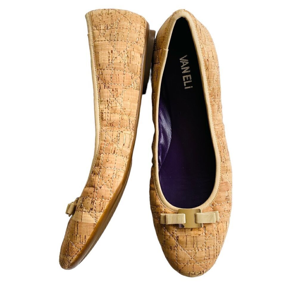 Vaneli Slip on Natural Cork Flat Shoes Sz 10/10.5​​​​​​​​​​